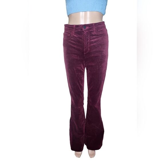 NWT L'agence Marty women's maroon velvet flare cotton mobwife Jeans Size 25